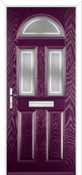 2 Panel 2 Square 1 Arch Enfield Composite Front Door in Purple Violet