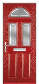 2 Panel 2 Square 1 Arch Enfield Composite Front Door in Red