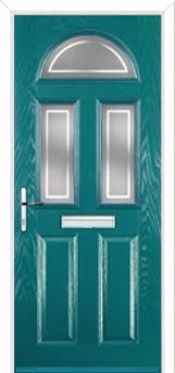 2 Panel 2 Square 1 Arch Enfield Composite Front Door in Turquoise Blue
