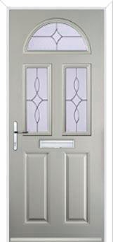 2 Panel 2 Square 1 Arch Flair Composite Front Door in Agate Grey
