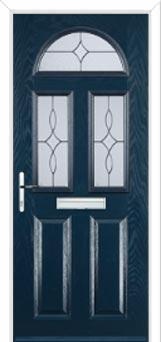 2 Panel 2 Square 1 Arch Flair Composite Front Door in Dark Blue