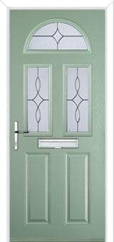 2 Panel 2 Square 1 Arch Flair Composite Front Door in Chartwell Green