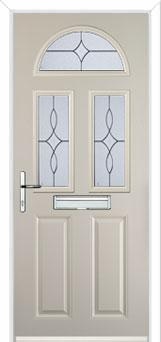2 Panel 2 Square 1 Arch Flair Composite Front Door in Cream