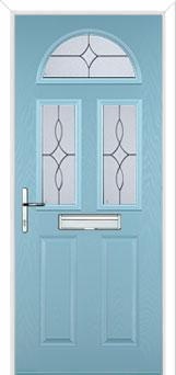 2 Panel 2 Square 1 Arch Flair Composite Front Door in Duck Egg Blue