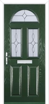 2 Panel 2 Square 1 Arch Flair Composite Front Door in Green