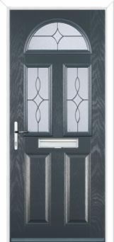 2 Panel 2 Square 1 Arch Flair Composite Front Door in Anthracite Grey