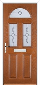 2 Panel 2 Square 1 Arch Flair Composite Front Door in Oak