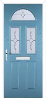 2 Panel 2 Square 1 Arch Flair Composite Front Door in Pastel Blue