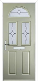 2 Panel 2 Square 1 Arch Flair Composite Front Door in Pebble Grey