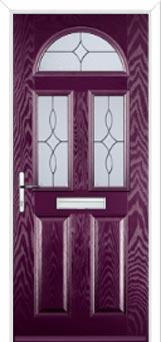 2 Panel 2 Square 1 Arch Flair Composite Front Door in Purple Violet