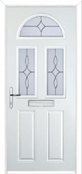 2 Panel 2 Square 1 Arch Flair Composite Front Door in White