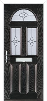 2 Panel 2 Square 1 Arch Finesse Composite Front Door in Black Brown