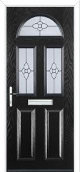 2 Panel 2 Square 1 Arch Finesse Composite Front Door in Black