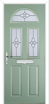 2 Panel 2 Square 1 Arch Finesse Composite Front Door in Chartwell Green