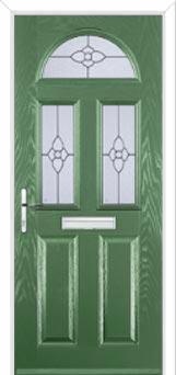 2 Panel 2 Square 1 Arch Finesse Composite Front Door in Fern Green