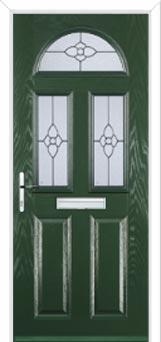 2 Panel 2 Square 1 Arch Finesse Composite Front Door in Green
