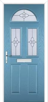 2 Panel 2 Square 1 Arch Finesse Composite Front Door in Pastel Blue