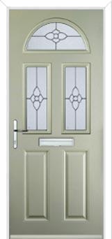 2 Panel 2 Square 1 Arch Finesse Composite Front Door in Pebble Grey