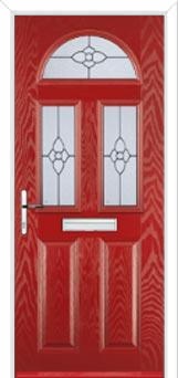 2 Panel 2 Square 1 Arch Finesse Composite Front Door in Red