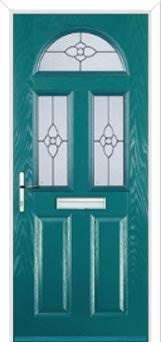 2 Panel 2 Square 1 Arch Finesse Composite Front Door in Turquoise Blue