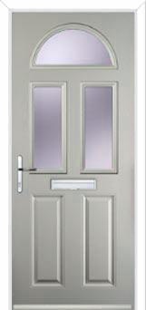 2 Panel 2 Square 1 Arch Glazed Composite Front Door in Agate Grey