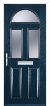 2 Panel 2 Square 1 Arch Glazed Composite Front Door in Dark Blue