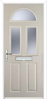2 Panel 2 Square 1 Arch Glazed Composite Front Door in Cream