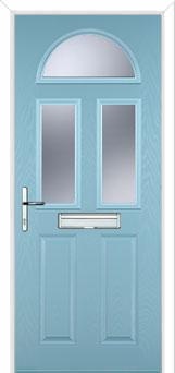 2 Panel 2 Square 1 Arch Glazed Composite Front Door in Duck Egg Blue