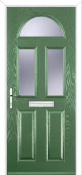 2 Panel 2 Square 1 Arch Glazed Composite Front Door in Fern Green