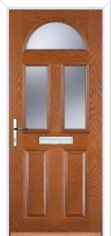 2 Panel 2 Square 1 Arch Glazed Composite Front Door in Oak