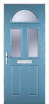 2 Panel 2 Square 1 Arch Glazed Composite Front Door in Pastel Blue