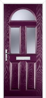 2 Panel 2 Square 1 Arch Glazed Composite Front Door in Purple Violet