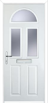 2 Panel 2 Square 1 Arch Glazed Composite Front Door in White