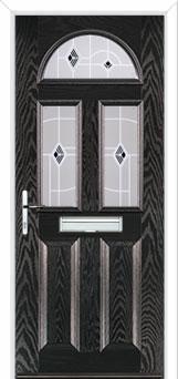 2 Panel 2 Square 1 Arch Murano Composite Front Door in Black Brown
