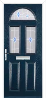 2 Panel 2 Square 1 Arch Murano Composite Front Door in Dark Blue