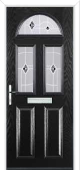 2 Panel 2 Square 1 Arch Murano Composite Front Door in Black