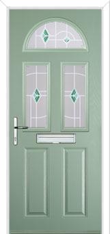 2 Panel 2 Square 1 Arch Murano Composite Front Door in Chartwell Green
