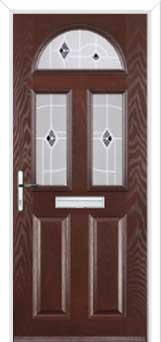 2 Panel 2 Square 1 Arch Murano Composite Front Door in Darkwood