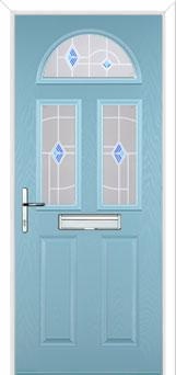 2 Panel 2 Square 1 Arch Murano Composite Front Door in Duck Egg Blue