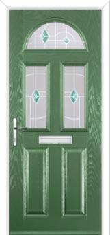 2 Panel 2 Square 1 Arch Murano Composite Front Door in Fern Green