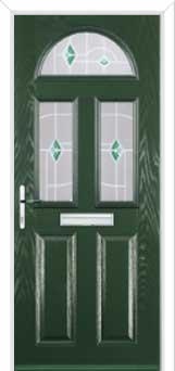 2 Panel 2 Square 1 Arch Murano Composite Front Door in Green