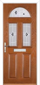 2 Panel 2 Square 1 Arch Murano Composite Front Door in Oak