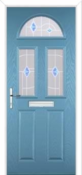 2 Panel 2 Square 1 Arch Murano Composite Front Door in Pastel Blue