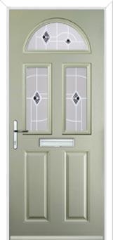 2 Panel 2 Square 1 Arch Murano Composite Front Door in Pebble Grey