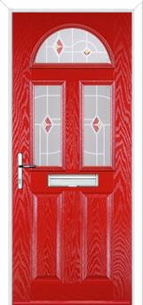 2 Panel 2 Square 1 Arch Murano Composite Front Door in Poppy Red