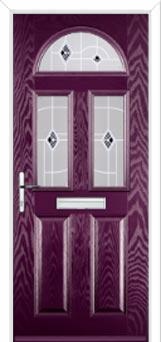 2 Panel 2 Square 1 Arch Murano Composite Front Door in Purple Violet