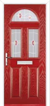 2 Panel 2 Square 1 Arch Murano Composite Front Door in Red