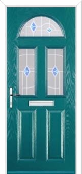 2 Panel 2 Square 1 Arch Murano Composite Front Door in Turquoise Blue