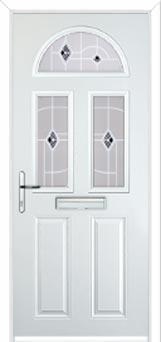 2 Panel 2 Square 1 Arch Murano Composite Front Door in White