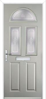 2 Panel 2 Square 1 Arch Staxton Composite Front Door in Agate Grey